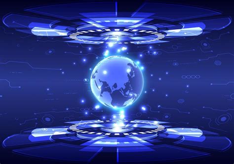 Portal And Globe Hologram Science Futuristic Sci Fi Digital Hi Tech In