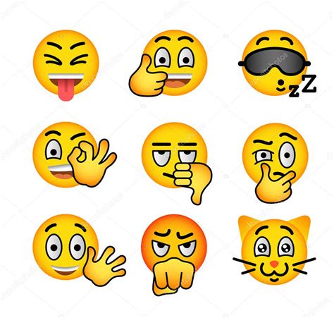 Smiley Face Emoji Flat Vector Icons Set