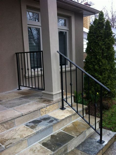 Handrail, brackets, end caps, masonry drill bit, anchors, and screws. wrought iron stair railings exterior | Exterior Railing ...