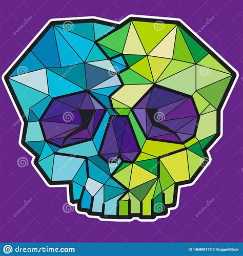 Funny Geometric Colorful Skull Vector Icon Or Sticker Stock Vector