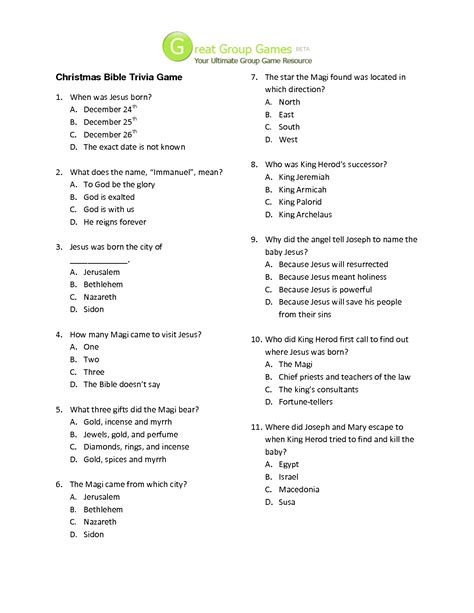 Printable Bible Trivia Here Are 50 Bible Trivia Questions To Quiz Your