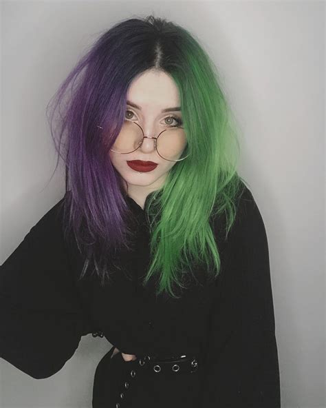 Purple Dye Over Green Hair