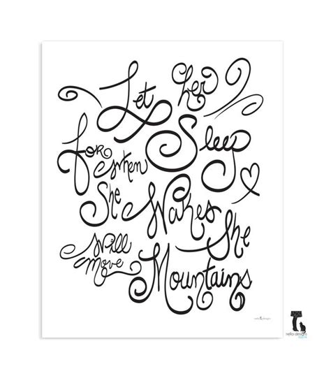 Not only that, but the fresh framing of the quote, makes you really read what it says. Let her sleep for when she wakes - nursery wall art - Nella Designs