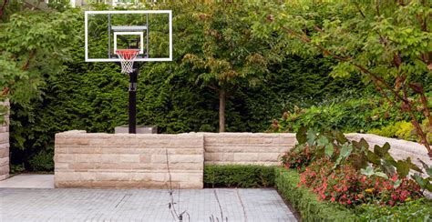 Natural Veneer Stone Home Courtyard Landscaping Paver Basketball Court