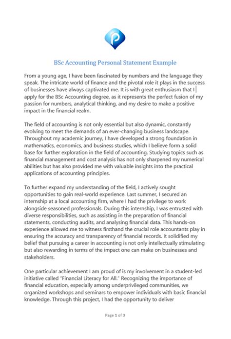 Accounting Bsc Personal Statement Example
