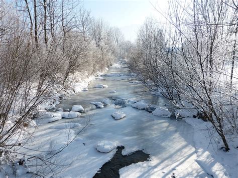 Free Photo Winter River Frozen Snow Bank Free Image On Pixabay
