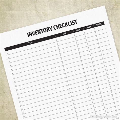 Inventory Checklist Template Fillable Printable Pdf And Forms Sexiz Pix
