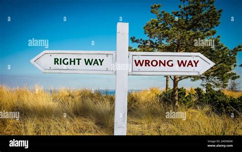 Street Sign To Right Way Versus Wrong Way Stock Photo Alamy