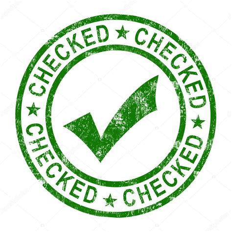 Checked Stamp With Tick Shows Quality And Excellence — Stock Photo