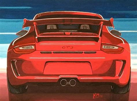 Porsche 911 Gt3 Acrylic Painting On Canvas Board Painting By Nikolaos