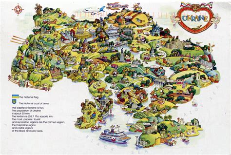 Large Tourist Illustrated Map Of Ukraine Ukraine Europe Mapsland