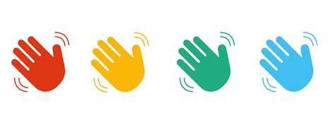 Waving Hands Icons Set Isolated A Sign Of Greeting Or Goodbye
