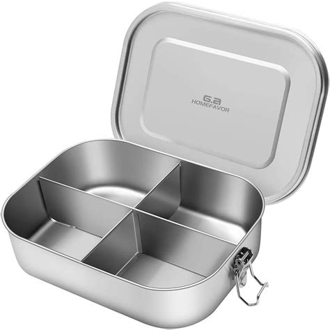Ga Homefavor Stainless Steel Lunch Box Large Metal Bento Box With 4