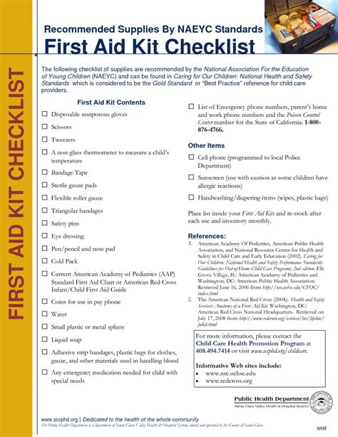 Browse Our Sample Of First Aid Supply Checklist Template For Free First Aid Kit Checklist