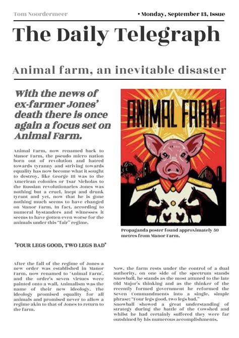 Animal Farm Newspaper Tom Noordermeer By Tom Noordermeer Flipsnack