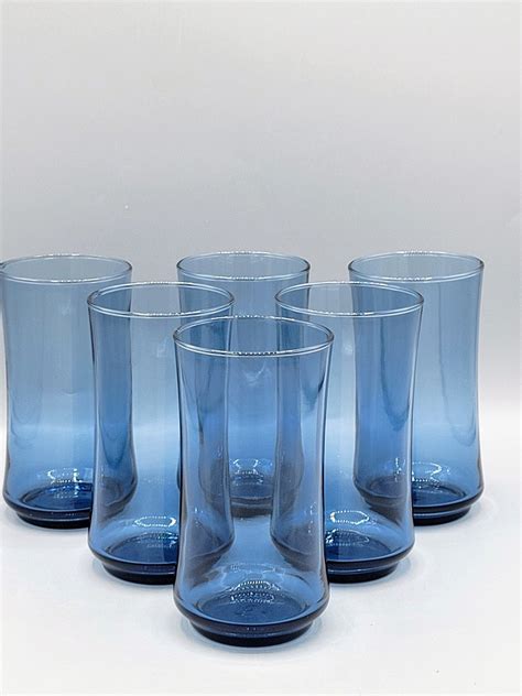 Libbey Bolero Blue 12 Oz Tumblers Set Of 4 Or 6 Curved Drinking Glasses Deep Denim Blue Coolers