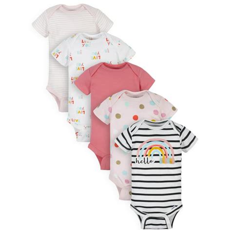 Gerber Gerber Baby Girl Organic Short Sleeve Onesies Bodysuits 5