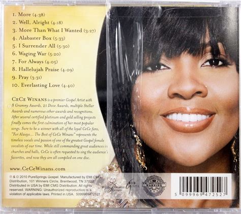 Cece Winans The Best Of For Always New Cd Christian Contemporary