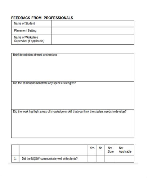 Free 10 Professional Feedback Forms In Pdf Ms Word Excel