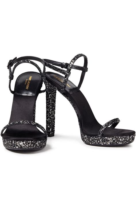 Saint Laurent Glittered Leather Sandals The Outnet