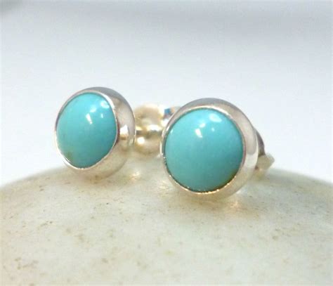 Turquoise Stud Earrings Reconstituted Turquoise 6mm Etsy