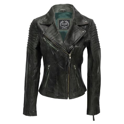 Womens Vintage Slim Fitted Soft Real Leather Ladies Biker Jacket Uk