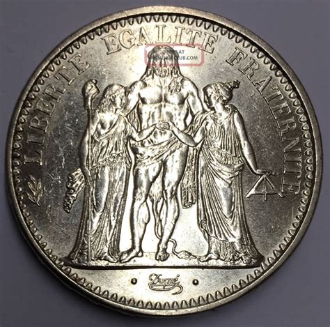 Republic Of France 1965 10 Francs Hercules Group Silver Coin