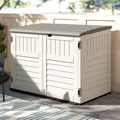 Resin Outdoor 2 Container Plastic Garbage Storage Shed Loveseat