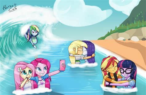 I lived in canterlot high with my best friends after. #1766173 - safe, artist:horsecat, applejack, fluttershy ...