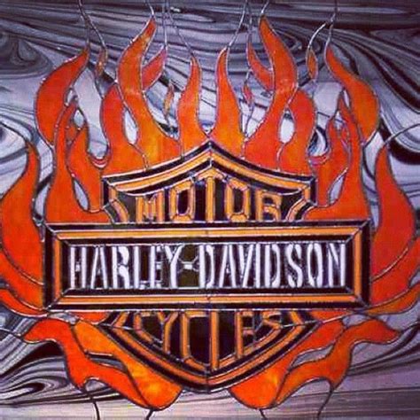 My Stained Glass Harley Davidson Logo With Flames Drew The Glass Pattern Over Twenty Years