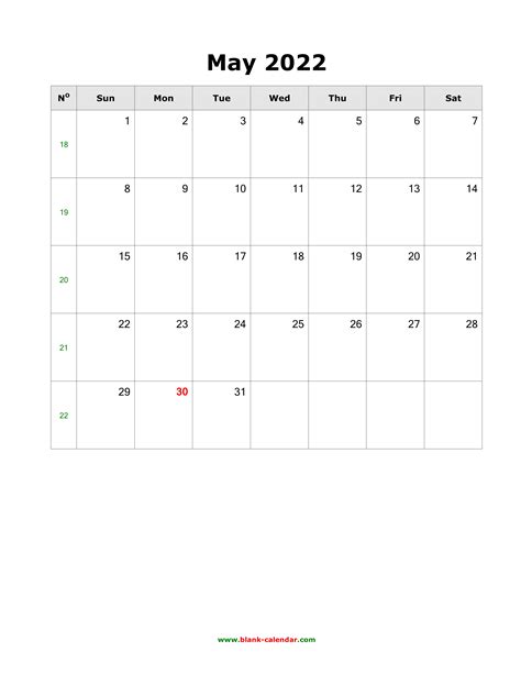 May 2022 Calendar Printable Pdf
