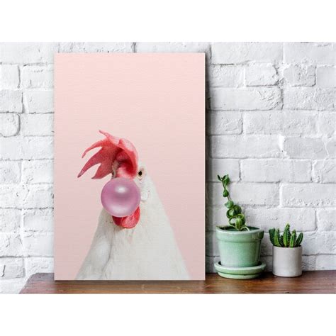 Trinx Cock Pink Bubble Awkward Styles Wrapped Canvas Print Wayfair