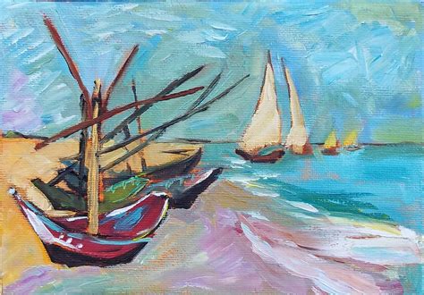 Painting From The Masters May Study Fishing Boats On The Beach At