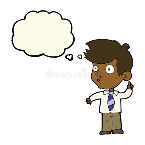 Cartoon Boy Asking Question With Thought Bubble Stock Illustration