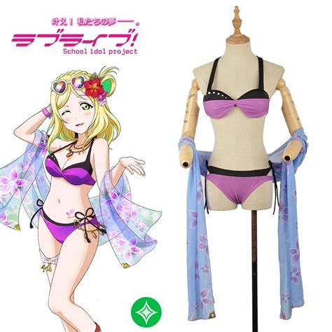 Stock 2018 Anime Love Live Sunshine Aqours Mari Ohara Bikini Swimsuit Cosplay Costume For