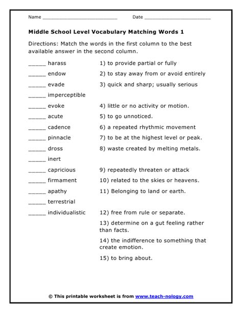 Vocabulary Building Worksheets For Grade 5