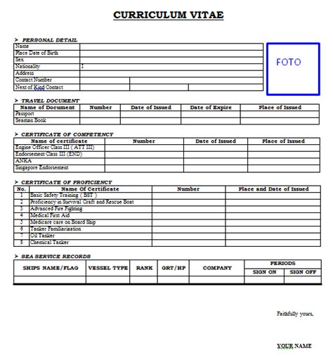 Contoh cv pelaut untuk perwira. Contoh Cv Pelaut - Dunia Belajar