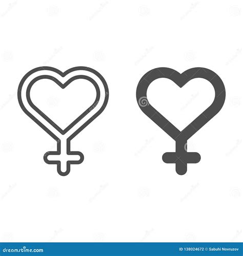 Female Gender Line And Glyph Icon Heart Shaped Woman Gender Sign Vector Illustration Isolated