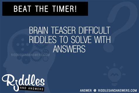 30 Brain Difficult Riddles With Answers To Solve Puzzles And Brain