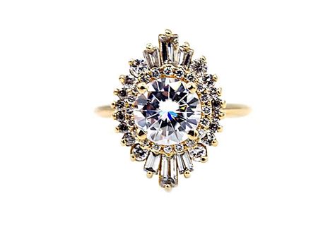 Custom Yellow Gold Diamond Halo Engagement Ring