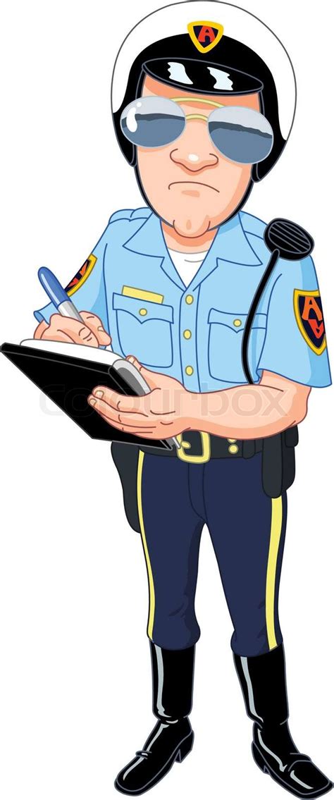 Policeman In Uniform Writing A Ticket Stock Vector Colourbox
