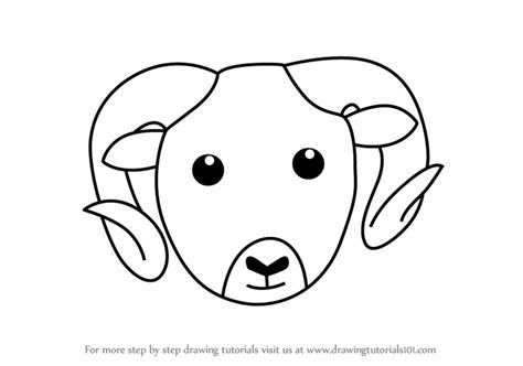Learn How To Draw A Mountain Sheep Face For Kids Animal