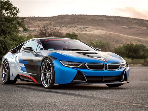 1366x768px 720p Free Download Sporty Blue Bmw I8 Car On The Road