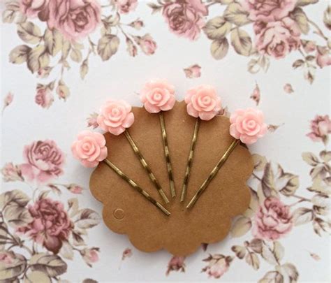 Pink Roses Hair Bobby Pins Romantic Sweet Pink Bloomed Garden Etsy