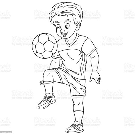 Ilustración de Página Para Colorear De Un Jugador De Fútbol De Dibujos