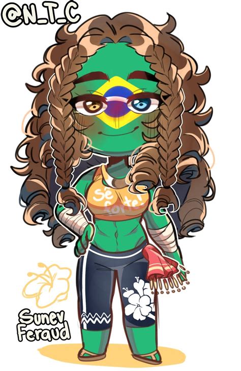 Brazil Girls Country Fan Hetalia Anime Girl Cartoon Kawaii Anime Chibi Animation Fan Art