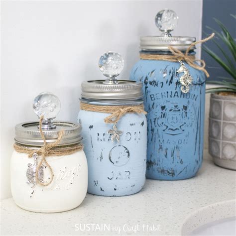 Diy Painted Mason Jars Bathroom Containers Sustain My Craft Habit