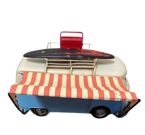 See more ideas about camper, van camping, camper conversion. Metal Tin BLUE CAMPER VAN COLLECTABLE MODEL WITH CANOPY ...