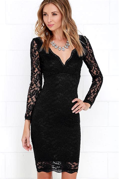 Lace Dress Black Dress Long Sleeve Dress Bodycon Dress 4900