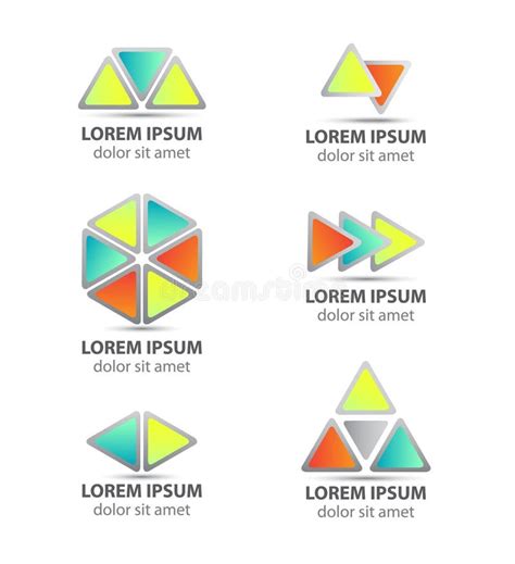 Set Of Vector Triangle Abstract Icons Isolated Stock Vector